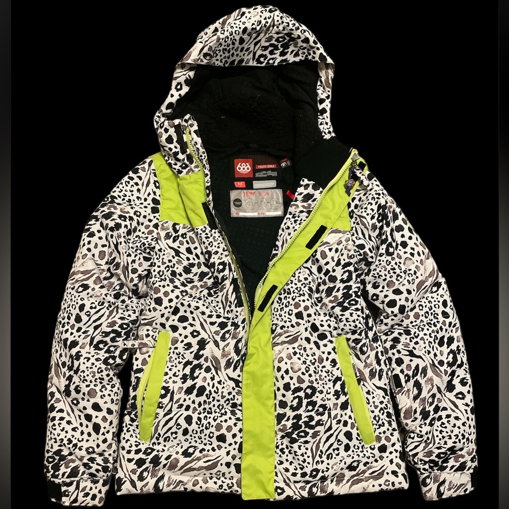 686 Girls Ella Snowboard Jacket (M) Grey Animal Colorblock